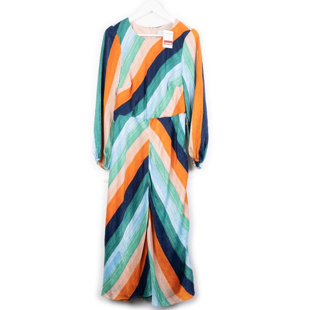 NEW ALI & JAY Sunset Skies Midi Dress with puff sleeves size M